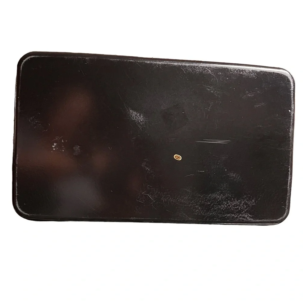 Toyo Black Plastic Tray w/ Red Flower Graphics Gold Trim Asian Faux Lacquerware